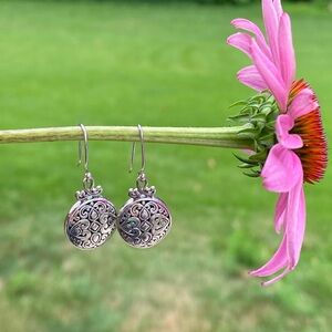 Annika Witt made in Bali .925 Sterling Silver earrings, round ornate